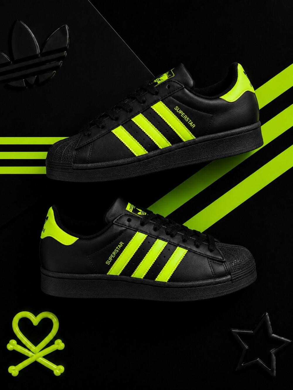 SUPERSTAR ADIDAS II Shell Top WOMENS 8.5 Low Top Sneakers Black Green Girls 7Y - Picture 5 of 5